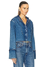 Loewe Cropped Hooded Shirt in Jeans Blue, view 2, click to view large image.
