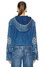 Loewe Cropped Hooded Shirt in Jeans Blue, view 3, click to view large image.