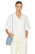 Loewe Cropped Pyjama Blouse in White, view 1, click to view large image.
