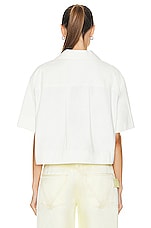 Loewe Cropped Pyjama Blouse in White, view 3, click to view large image.