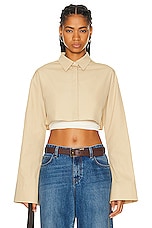 Loewe Cropped Shirt in Cafe Latte, view 1, click to view large image.