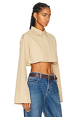 Loewe Cropped Shirt in Cafe Latte, view 2, click to view large image.