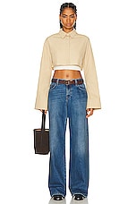 Loewe Cropped Shirt in Cafe Latte, view 4, click to view large image.