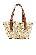 Loewe Basket Small Bag in Natural & Tan, view 3, click to view large image.