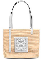 Loewe Small Square Basket Bag in Natural & White | FWRD