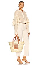 Loewe Basket Bag in Natural & Tan, view 2, click to view large image.
