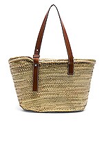 Loewe Basket Bag in Natural & Tan, view 3, click to view large image.