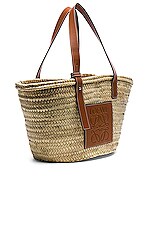 Loewe Basket Bag in Natural & Tan, view 4, click to view large image.