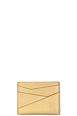 Loewe Puzzle Plain Cardholder in Gold & Oak, view 1, click to view large image.