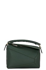 Loewe Puzzle Edge Mini Bag in Bottle Green, view 1, click to view large image.