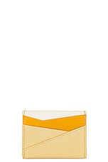 Loewe Puzzle Multicolor Plain Cardholder in Sunflower, Soft White, & Dark Butter, view 1, click to view large image.