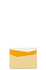 Loewe Puzzle Multicolor Plain Cardholder in Sunflower, Soft White, & Dark Butter, view 2, click to view large image.