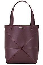 Loewe Puzzle Fold Mini Tote Bag in Dark Burgundy, view 3, click to view large image.