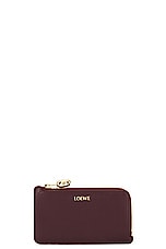 Loewe Pebble Coin Cardholder in Burgundy, view 1, click to view large image.