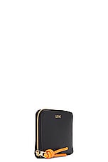Loewe Knot Slim Zip Compact Wallet in Black & Bright Orange, view 3, click to view large image.