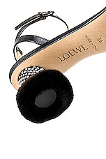 Loewe Petal Brush Heel Sandal in Black, view 6, click to view large image.