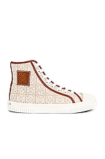 Loewe High Top Sneaker in Natural & White, view 1, click to view large image.