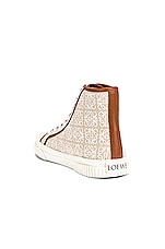 Loewe High Top Sneaker in Natural & White, view 3, click to view large image.
