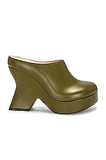 Loewe Terra 110 Wedge Clog in Olive, view 1, click to view large image.