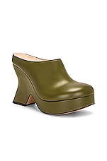 Loewe Terra 110 Wedge Clog in Olive, view 2, click to view large image.