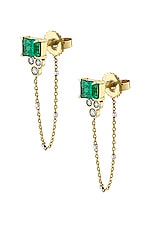 Logan Hollowell Emerald Triple Twinkle Chain Earrings , view 3, click to view large image.