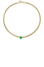 Logan Hollowell Queen Emerald Heart Cuban Choker in Emerald & Gold, view 1, click to view large image.