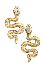 Logan Hollowell Kundalini Snake Studs with Start Set Diamonds in 14k Gold, view 1, click to view large image.