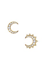 Logan Hollowell Baby Unity Pave Sun &amp; Moon Stud Earrings in 14k Gold & Diamond, view 1, click to view large image.