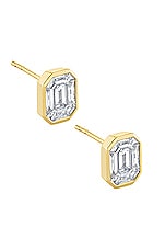 Logan Hollowell Mosaic Diamond Emerald Cut Stud Earrings in 14k Yellow Gold, view 1, click to view large image.