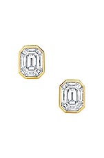 Logan Hollowell Mosaic Diamond Emerald Cut Stud Earrings in 14k Yellow Gold, view 2, click to view large image.