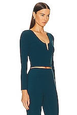 Le Ore Veneto Deep V Neck Long Sleeve Top in Reflecting Pond, view 2, click to view large image.