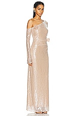 LPA Aniella Gown in Champagne, view 2, click to view large image.