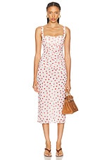 LPA Carla Midi Dress in White And Red Dot | FWRD
