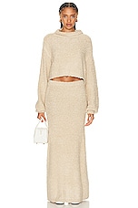 LPA Shai Knit Maxi Skirt in Oat, view 4, click to view large image.