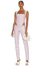 LaQuan Smith Cutout Jumpsuit in Lilac Ice, view 1, click to view large image.