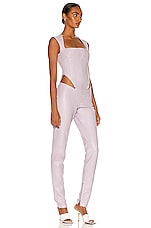LaQuan Smith Cutout Jumpsuit in Lilac Ice, view 2, click to view large image.