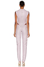 LaQuan Smith Cutout Jumpsuit in Lilac Ice, view 3, click to view large image.