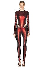 LaQuan Smith Hip Cut Out Jumpsuit in Oxblood, view 1, click to view large image.
