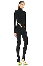 LaQuan Smith Hip Cut Out Turtleneck Jumpsuit in Black, view 2, click to view large image.