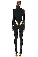 LaQuan Smith Hip Cut Out Turtleneck Jumpsuit in Black, view 3, click to view large image.