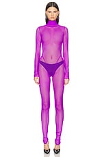 LaQuan Smith Long Sleeve Jumpsuit in Grape, view 1, click to view large image.