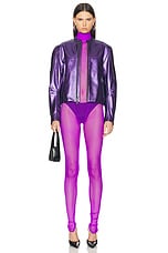 LaQuan Smith Long Sleeve Jumpsuit in Grape, view 4, click to view large image.