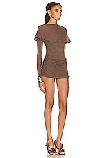 LaQuan Smith Boning Long Sleeve Dress in Ash, view 2, click to view large image.