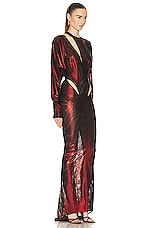 LaQuan Smith Hip Cut Out Gown in Oxblood, view 2, click to view large image.