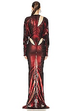 LaQuan Smith Hip Cut Out Gown in Oxblood, view 3, click to view large image.