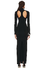 LaQuan Smith Cut Out Turtleneck Gown in Black, view 3, click to view large image.