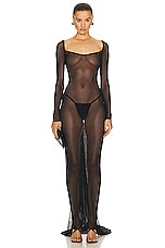 LaQuan Smith Scooped Neck Gown in Black, view 1, click to view large image.