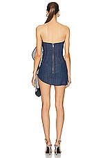 LaQuan Smith Strapless Ruching Cocktail Dress in Dark Blue, view 4, click to view large image.