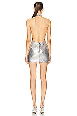 LaQuan Smith Mini Open Detail Dress in Silver, view 4, click to view large image.