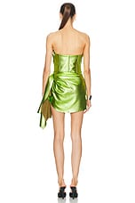 LaQuan Smith Strapless Cocktail Ruching Dress in Lime, view 4, click to view large image.